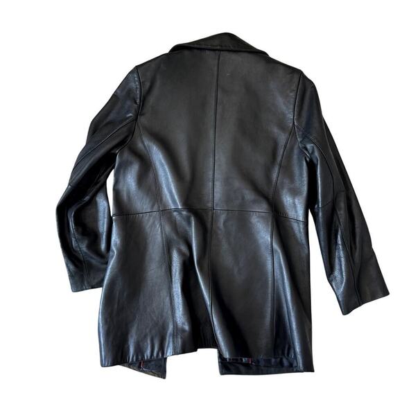 Anne Klein Lambskin Leather Black Longline Jacket Women's Size Medium - Picture 2 of 6